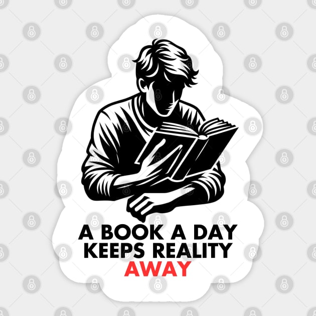 Escapist Reader Quote Tee Sticker by vk09design